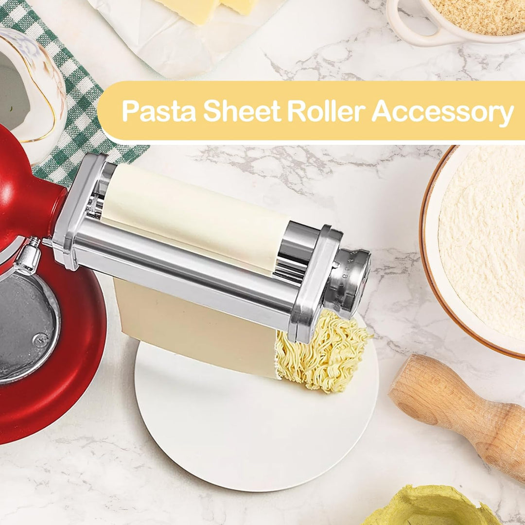 Nudelaufsatz aus 304 Edelstahl passend für Kenwood Küchenmaschine, Pasta Maker Zubehör mit Drehknopf