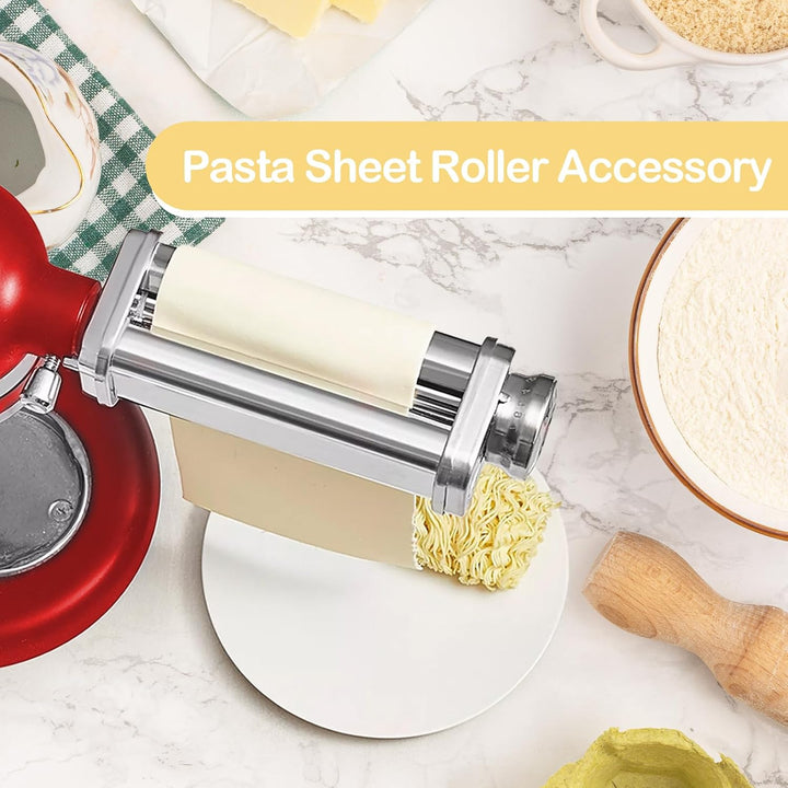 Nudelaufsatz aus 304 Edelstahl passend für Kenwood Küchenmaschine, Pasta Maker Zubehör mit Drehknopf