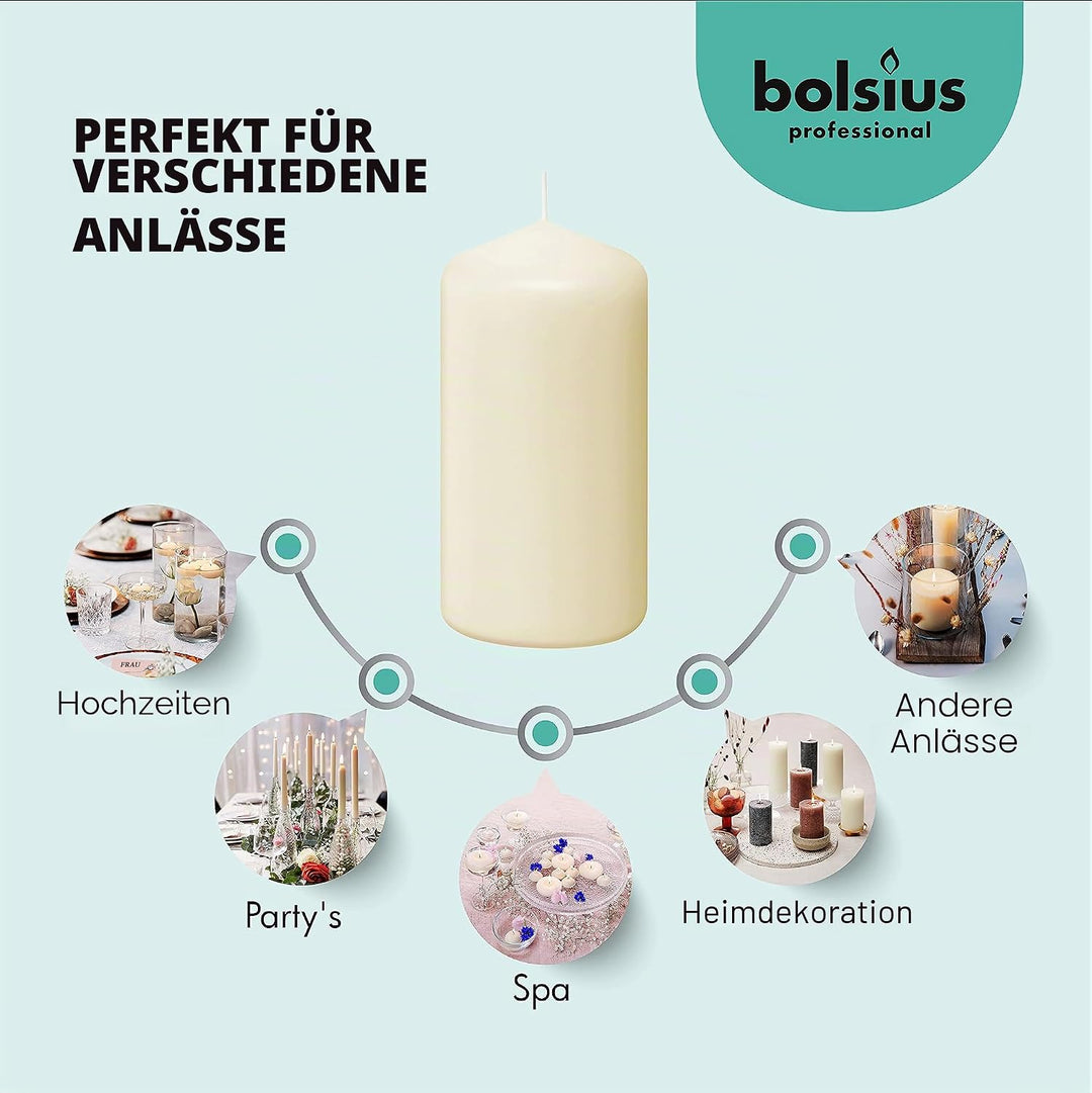Bolsius basische Kerzen zur deko, Wachs, Elfenbein, dimensione Cero singolo: h 11.8 cm Ø5.8cm