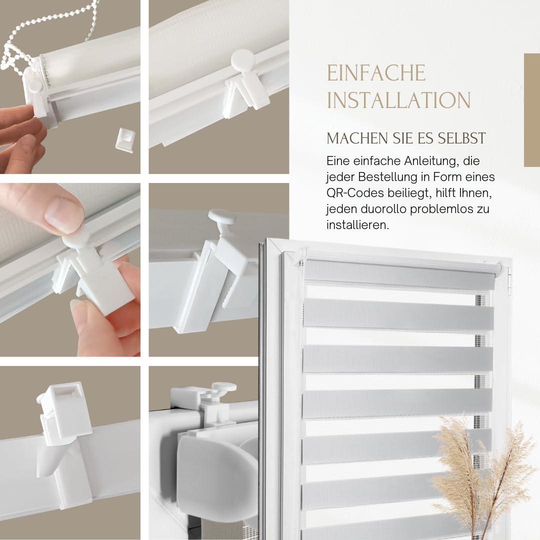 Home-Vision® DuoRollo Klemmfix, Doppelrollo ohne Bohren mit Klämmträgern, Rollos für Fenster und Tür