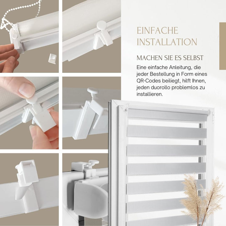 Home-Vision® DuoRollo Klemmfix, Doppelrollo ohne Bohren mit Klämmträgern, Rollos für Fenster und Tür