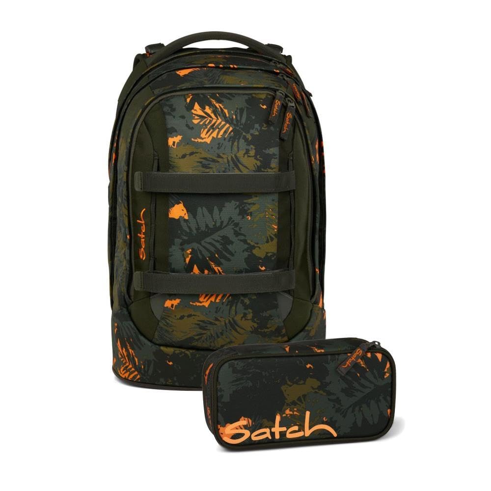 Satch pack Schulrucksack Set 2tlg. inkl. Schlamperbox (Jurassic Jungle), Jurassic Jungle
