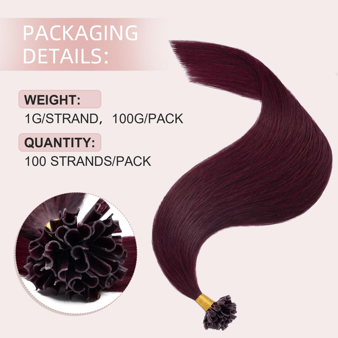 Haarteile Echthaar Bonding Extensions Echthaar 1g Keratin U-Tip Haarverlängerung Glatt Hair Extensio