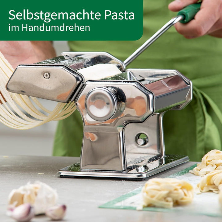 Chefkoch Nudelmaschine für leckere Pasta – Aufsätze für Lasagneblätter, Tagliatelle & Spaghetti – In