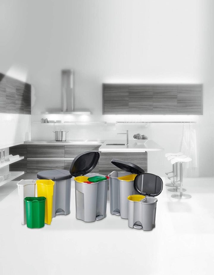 Rotho Duo Mülleimer 2x 10l zur Mülltrennung mit Deckel, Kunststoff (PP recycelt) BPA-frei, schwarz,