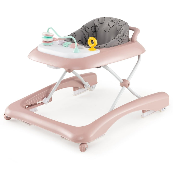 DREAMADE Baby Walker, Klappbare Lauflernhilfe mit 3 Verstellbaren Höhen, Abnehmbarer Spielplatte & S