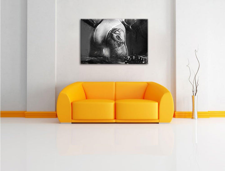 Pixxprint Sexy Frau am Plattenpult als Leinwandbild/Grösse: 100x70 cm/Wandbild/Kunstdruck/fertig bes