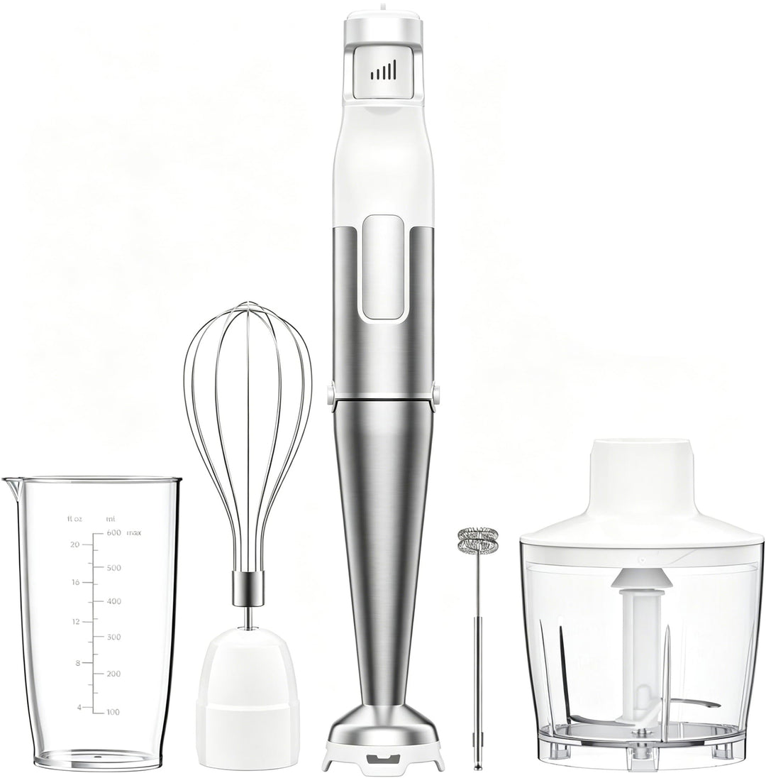 Stabmixer Set 5 in 1, 1100W Pürierstab Elektrisch, Stufenlose Geschwindigkeit, Edelstahl Hand Blende