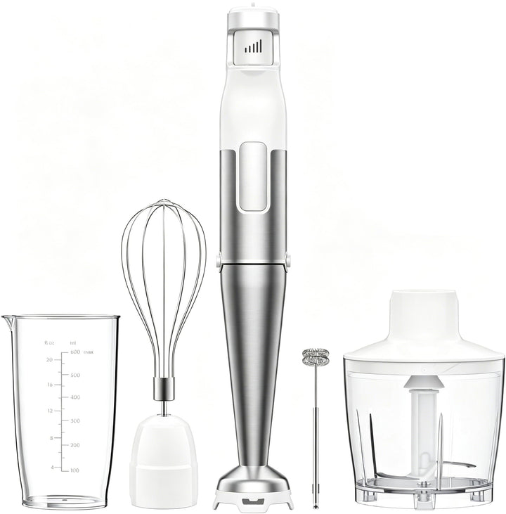Stabmixer Set 5 in 1, 1100W Pürierstab Elektrisch, Stufenlose Geschwindigkeit, Edelstahl Hand Blende