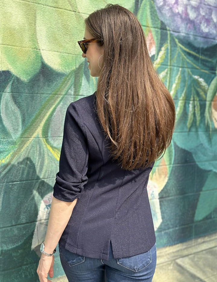 Zeagoo Damen Blazer Elegant 3/4 Arm Business Longblazer Slim Fit Revers Sakko Casual für Arbeit Anzu