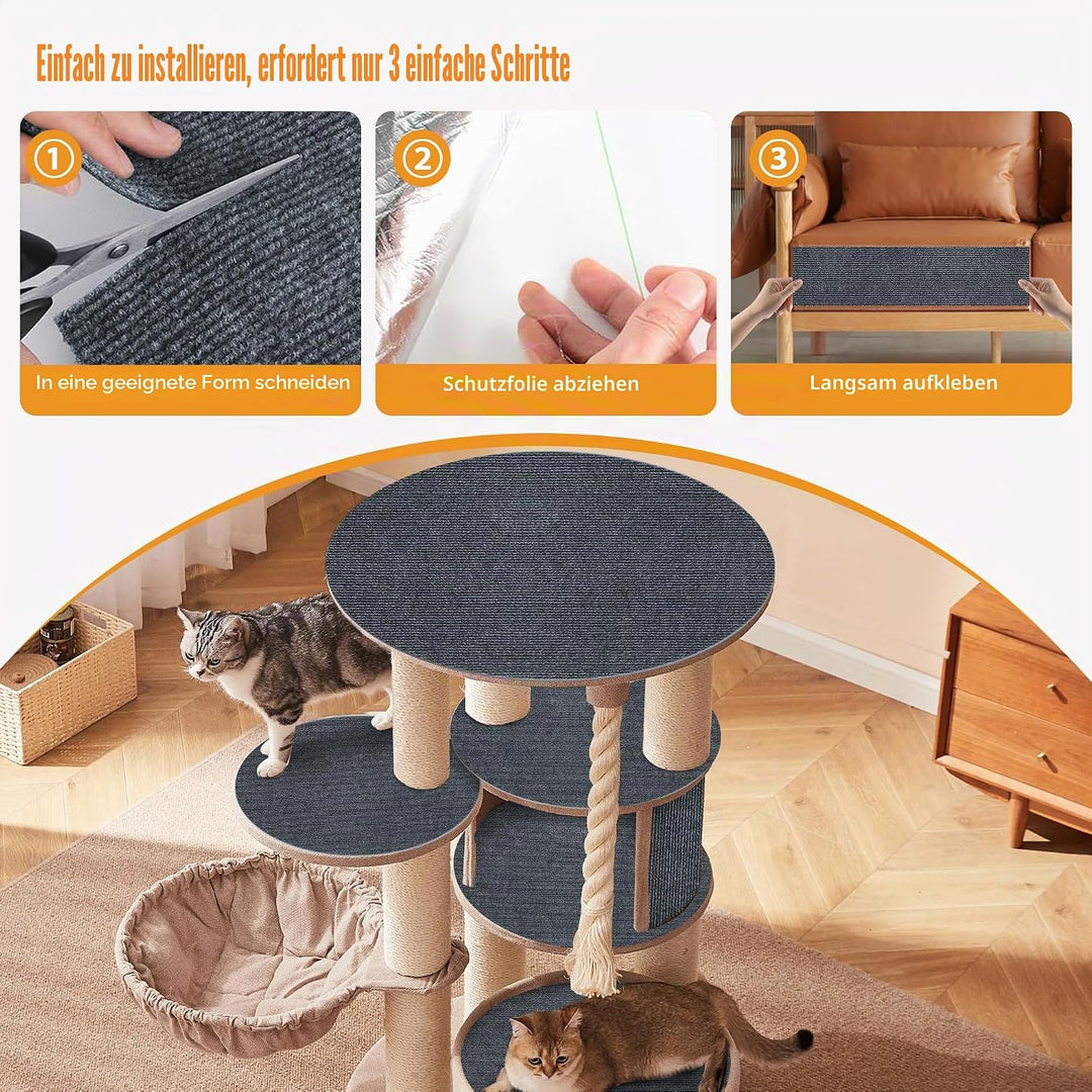 200x40cm Selbstklebend Kratzteppich Katze Wand,Kratzmatte Katze – Kratzschutz für Sofa, Wand &amp; Möbel