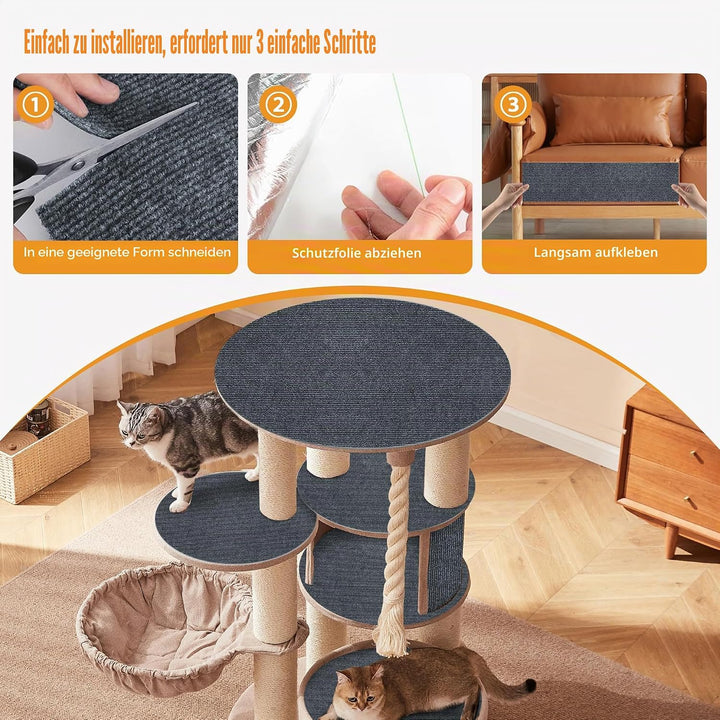 200x40cm Selbstklebend Kratzteppich Katze Wand,Kratzmatte Katze – Kratzschutz für Sofa, Wand &amp; Möbel