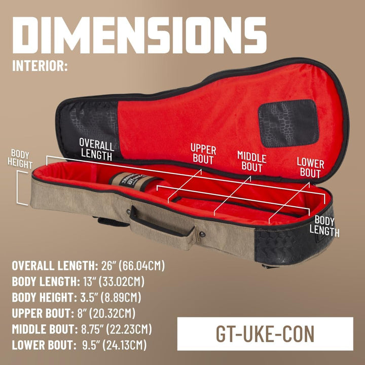 Gator Cases Transit Series Gigbag für Konzert-Ukulele, schwarze Aussenseite (GT-UKE-CON-BLK), Anthra