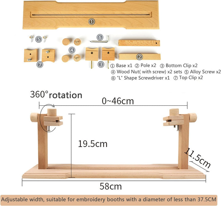RoseFlower Stickrahmen ständer Grösse Verstellbar Embroidery Stand,Stickrahmen Halterung Aus Holz,36