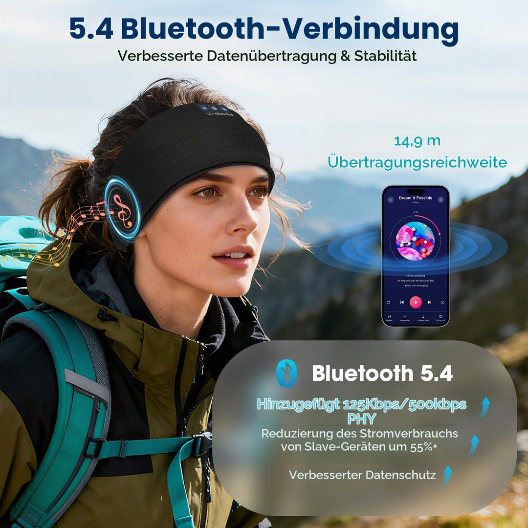 LC-dolida Schlafkopfhörer Bluetooth Stirnband Kopfhörer, Schlafkopfhörer Seitenschläfer Schlaf zum K