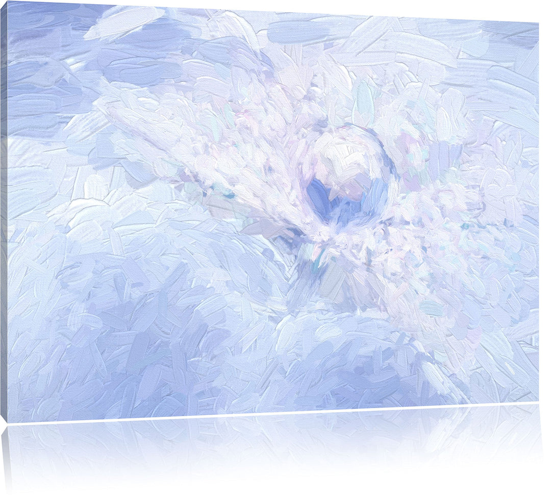 Pixxprint Tautropfen Pusteblume / 100x70cm Leinwandbild bespannt auf Holzrahmen/Wandbild Kunstdruck