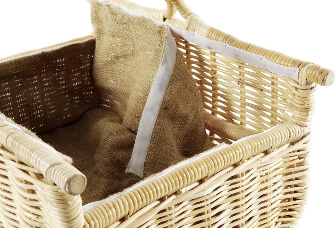 Kobolo Holzkorb für Kaminholz Rattankorb Holzkorb Bügel Rattan Leinen Holztrage