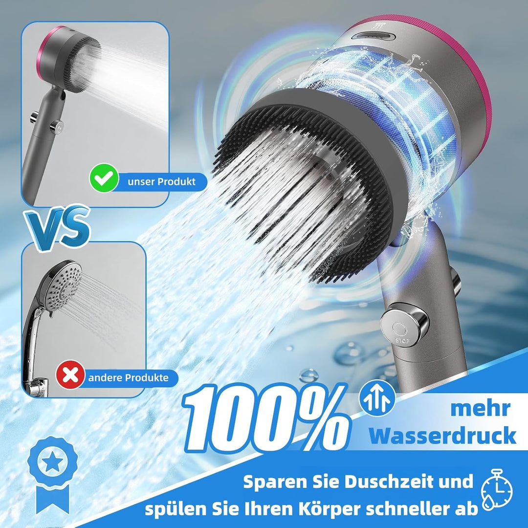 Duschkopf mit Filter,Duschbrause mit Schlauch,Handbrause mit Stoppfunktion,Hochdruck Handbrause mit