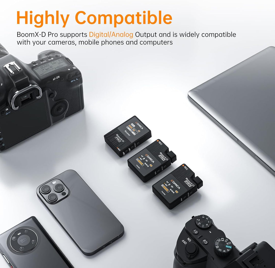 COMICA BOOMX-D2 PRO Lavalier Mikrofon Wireless, 48kHz/16 bit Audioqualität, Lärmminderung, 16GB Spei