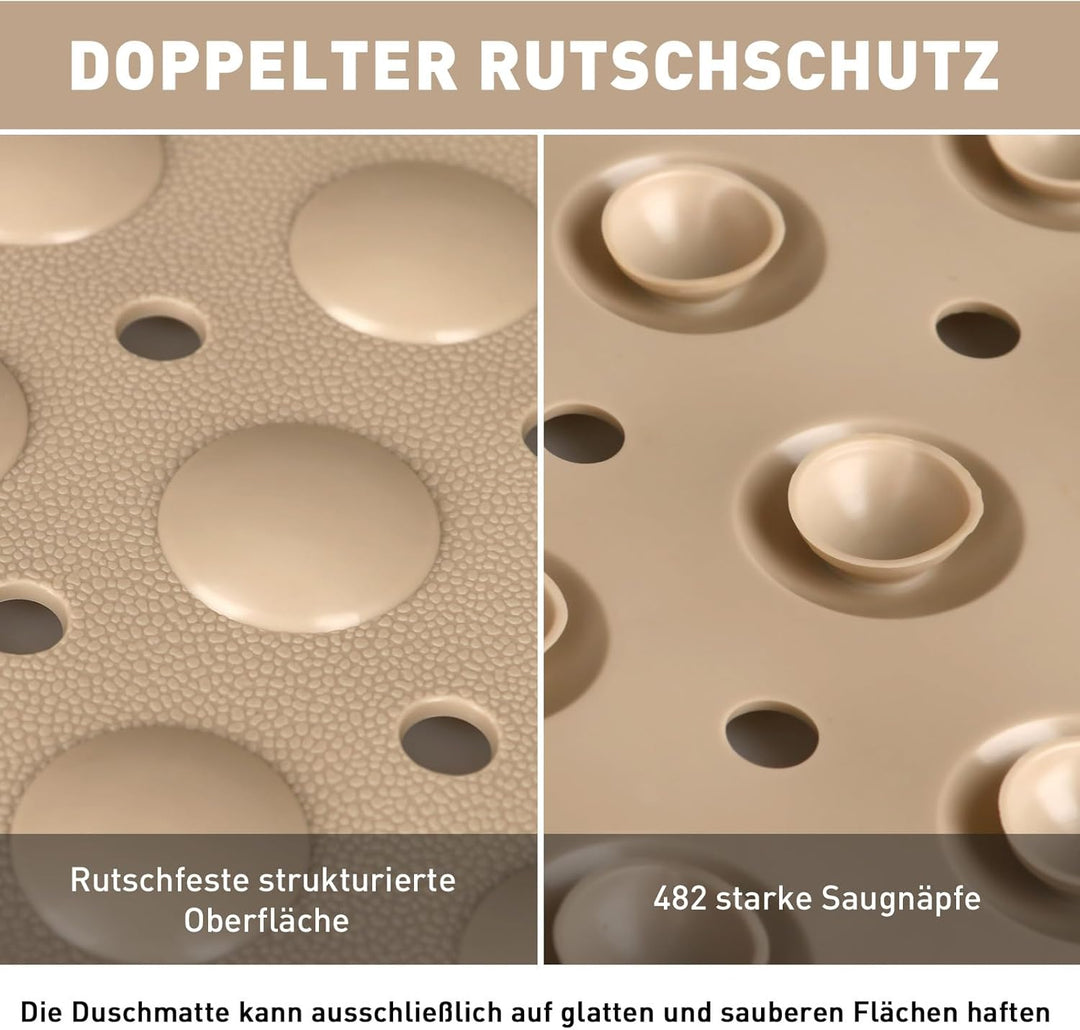 Gross Duschmatte rutschfest 80x120cm: Weich TPE Duscheinlage mit Ablauflöchern und Saugnäpfen - Anti