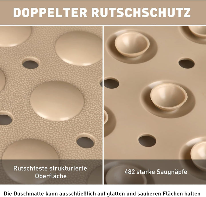 Gross Duschmatte rutschfest 80x120cm: Weich TPE Duscheinlage mit Ablauflöchern und Saugnäpfen - Anti