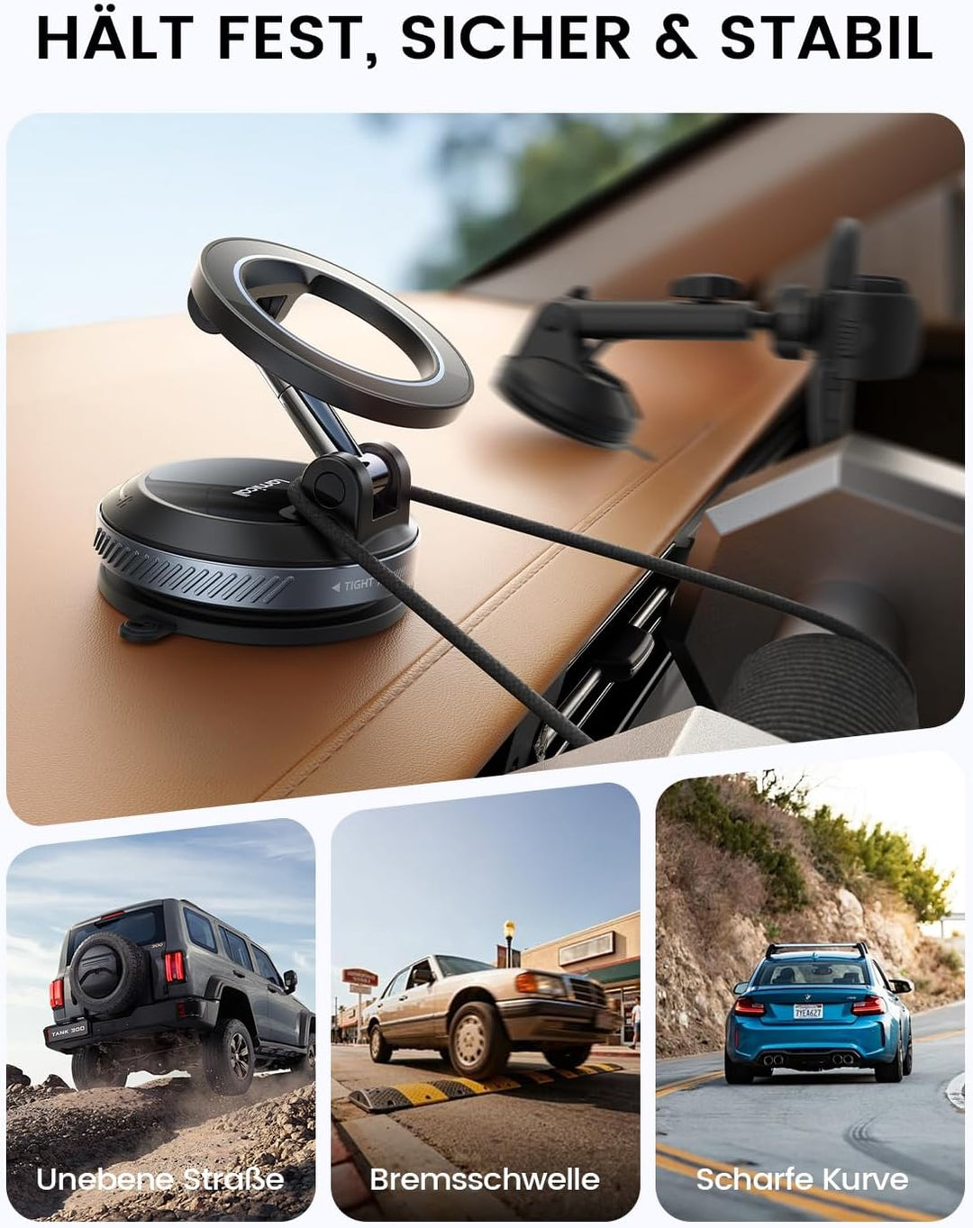 Lamicall Handyhalterung Auto Vakuum für MagSafe Autohalterung - [TOP Saugnapf] Handy Halterung Auto