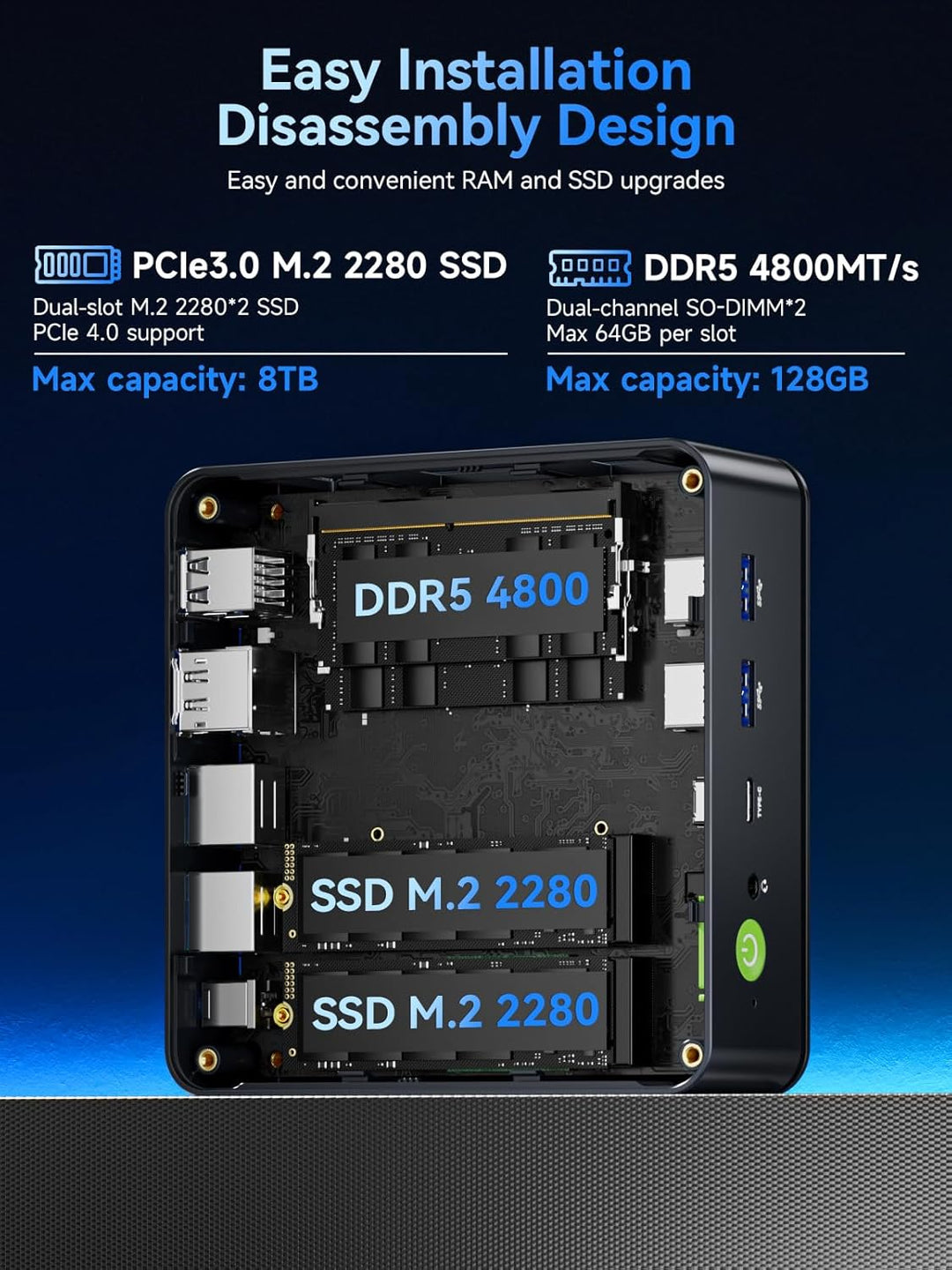 GMKtec M6 Ultra Gaming Barebone Mini-PC Ryzen 5 7640HS (aufgerüstet auf 6600H/6800U), KEIN RAM, KEIN