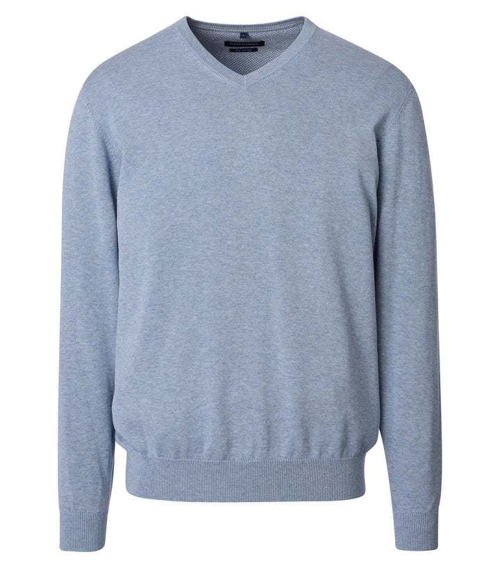 CASAMODA Herren Pullover mit V-Ausschnitt unifarben Elastischer Bund S Hellblau, S Hellblau