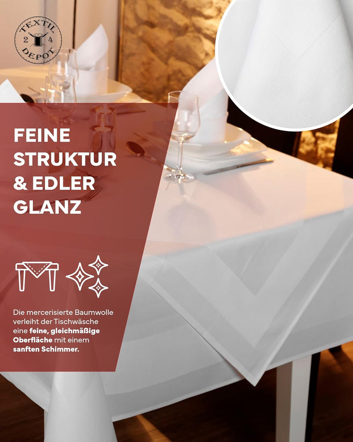 texpot 12 Stück Damast Servietten 50 x 50 cm in weiss Atlaskante bei 95°C waschbar 100% Baumwolle ho