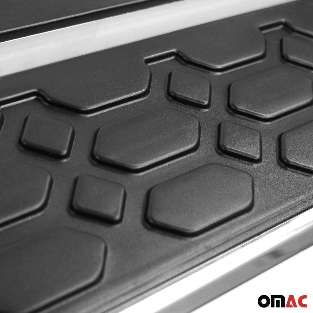OMAC Alu Trittbretter Seitenschweller kompatibel mit Kia Sportage 2010-2015 Schwarz Silber BLACKLINE