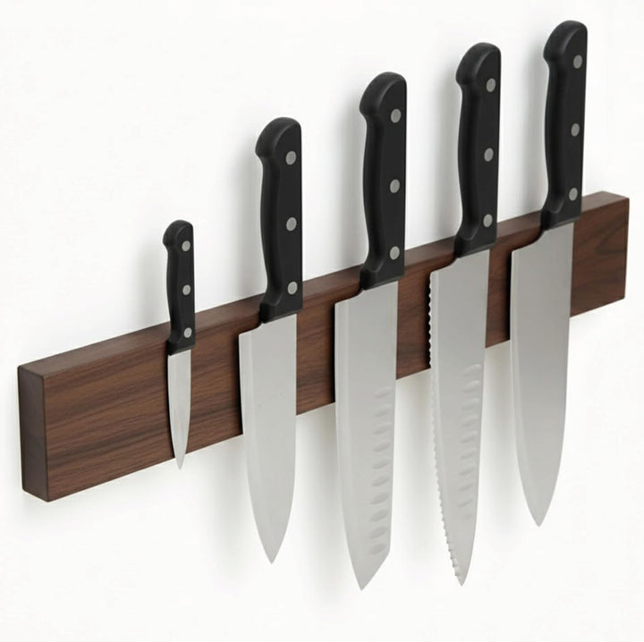 Kibun® Magnetleiste für Messer 40 cm; Extra Starker Magnet Messerhalter, edles Bambus/Walnuss Holz M