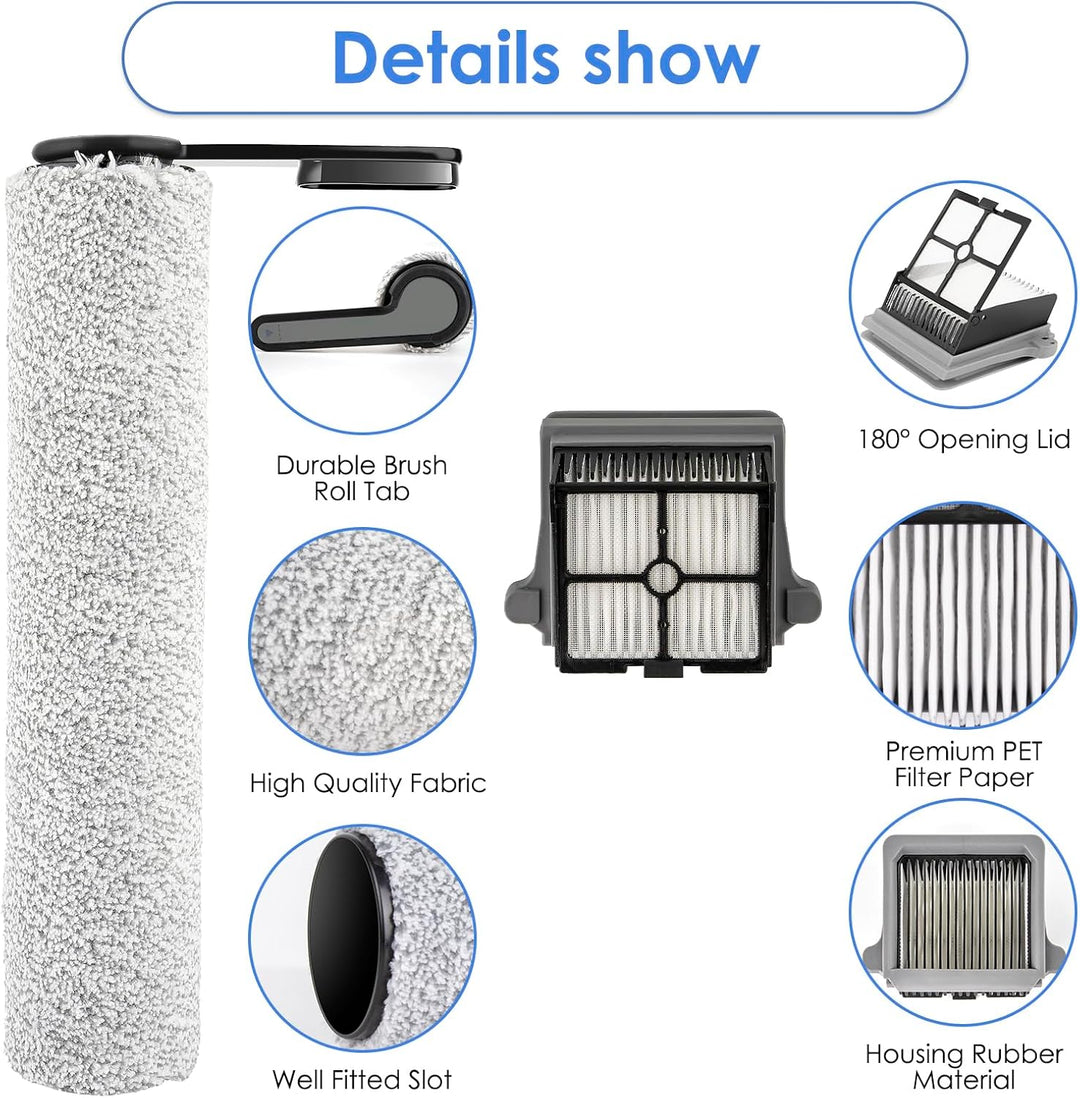 (6 Stück) Ersatz-Bürstenrollen und HEPA-Filter, kompatibel mit Tineco Floor ONE S7 PRO/ONE S6 Smart