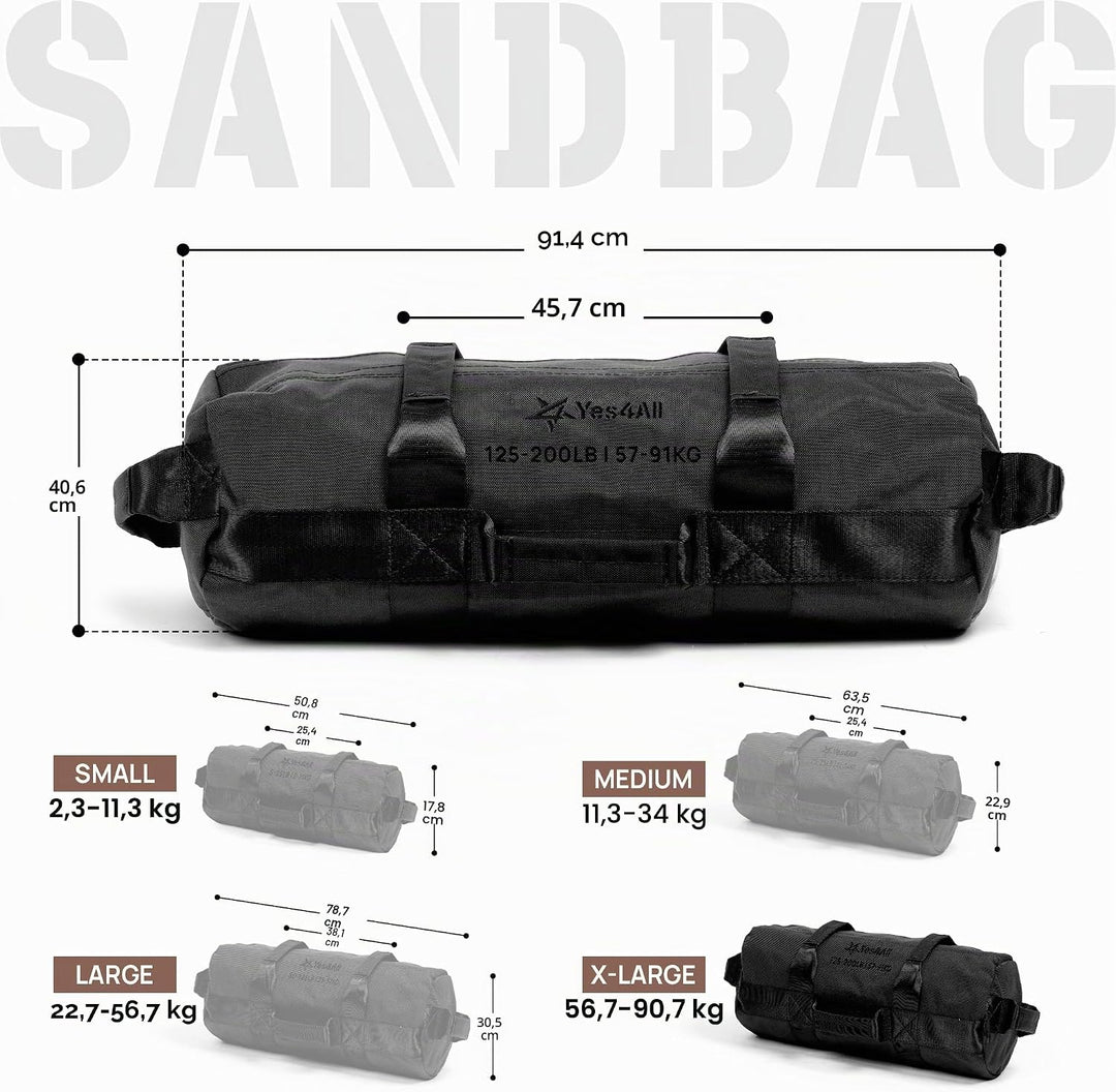 Yes4All 20kg/30kg/50kg/80kg Weight Bag - Sandbags Gym - Core Training Power Bag for Crossfit/Running