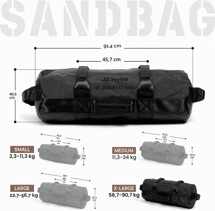 Yes4All 20kg/30kg/50kg/80kg Weight Bag - Sandbags Gym - Core Training Power Bag for Crossfit/Running