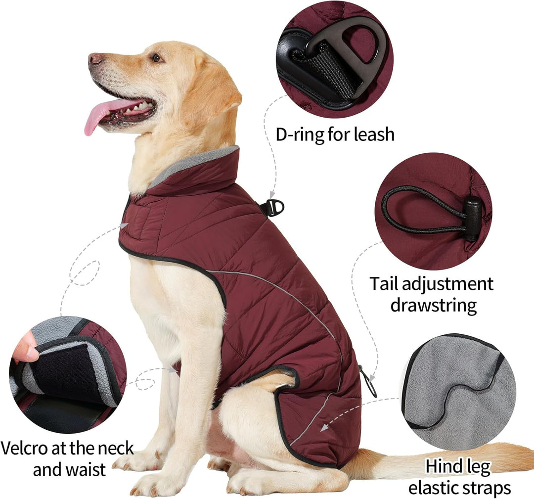 HEYWEAN Mantel Hund Wasserdicht Hundemantel Warm Winter Hundejacke Fleece Hunde Pullover Wintermante