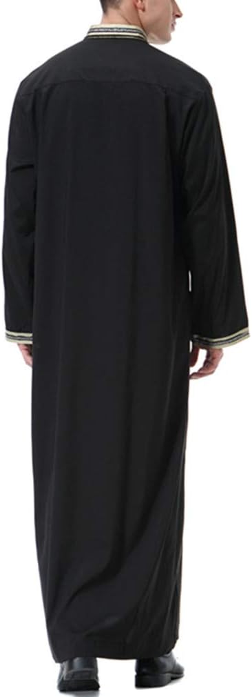 Kaftan Herren Lang Gebetskleidung für Männer Islamische Kleidung Herren Muslim Kleid Langarm Arabisc