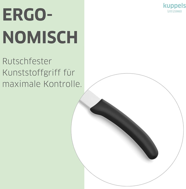 Kuppels SOLINGEN Retro Frühstücksmesser Set 3 teilig mit Wellenschliff Schwarz, Scharfes Küchenmesse