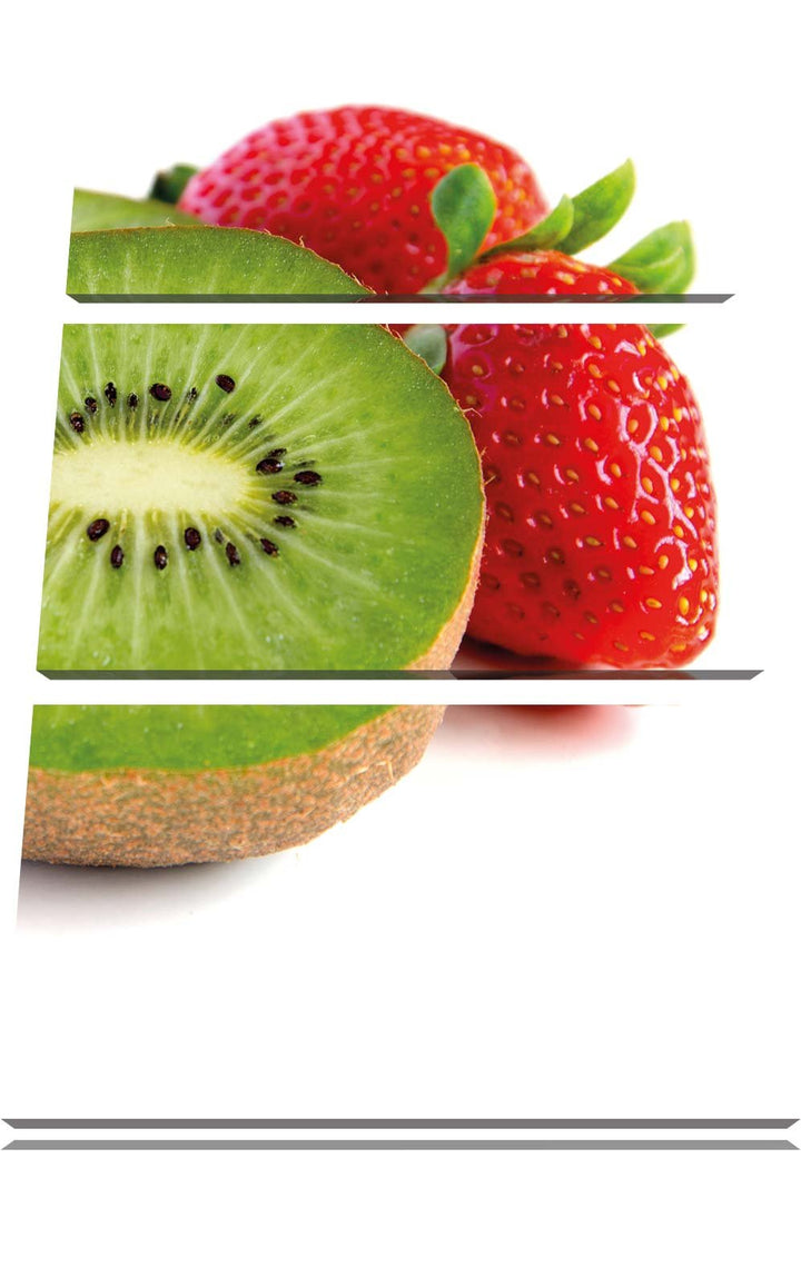 Pixxprint Kiwi und Erdbeeren 3-Teiler Leinwandbild 120x80 Bild auf Leinwand