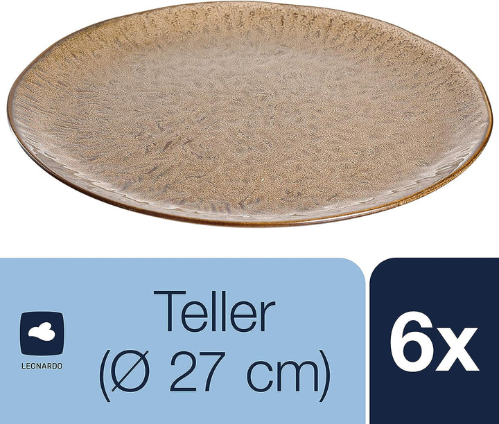 LEONARDO HOME 018537 MATERA 6er Set Teller, Keramik, beige, Beige
