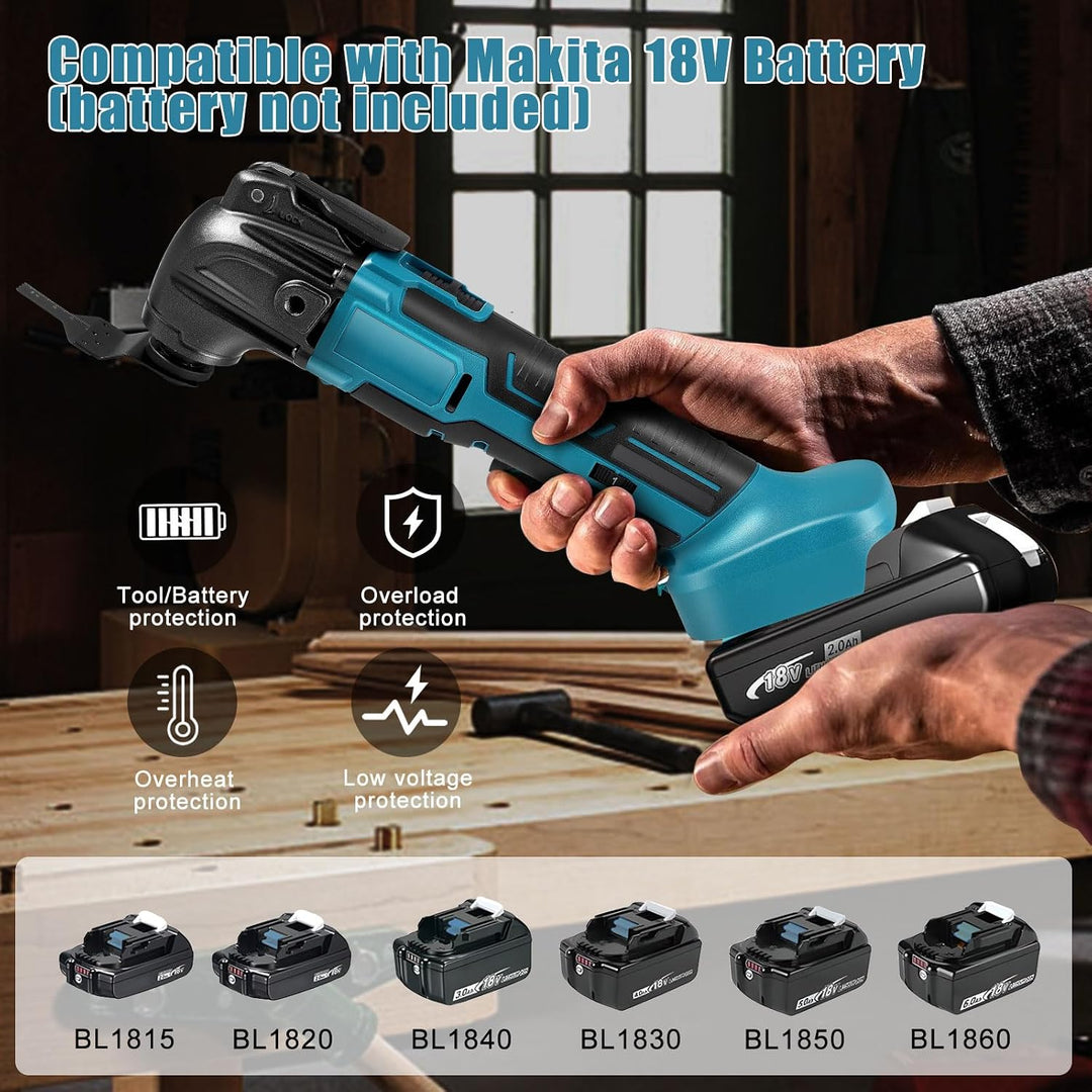 Multifunktions-Oszillierendes Werkzeug, kompatibel mit Makita 18 V Akku, 6 variable Geschwindigkeite