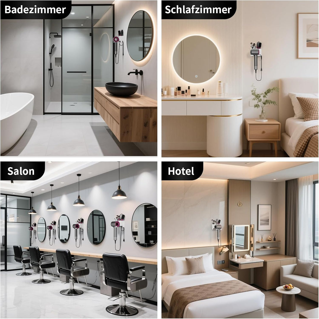 Fönhalter Ohne Bohren - Metall Wandhalterung für Dyson Airwrap & Föhn, Stabile Badzubehör Aufbewahru
