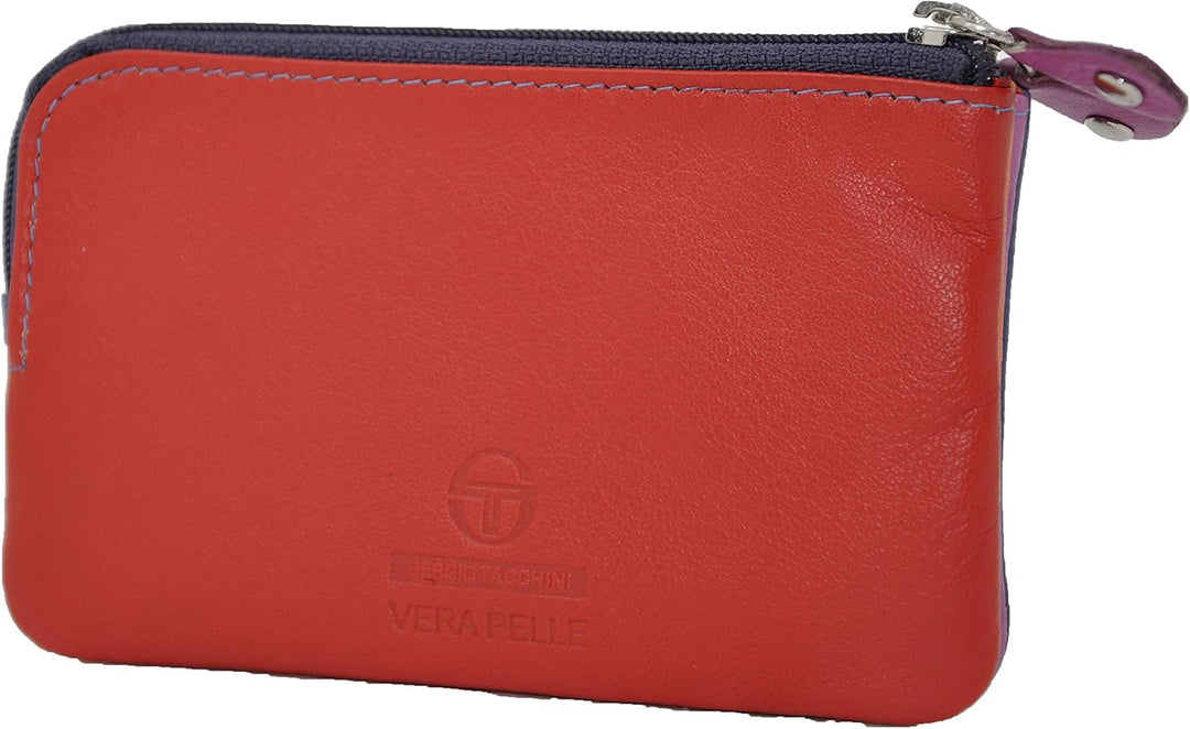 Sergio Tacchini Schlüsseletui Schlüsseltasche aus echtem Leder mit Reissverschluss, Doppelt und Abtr