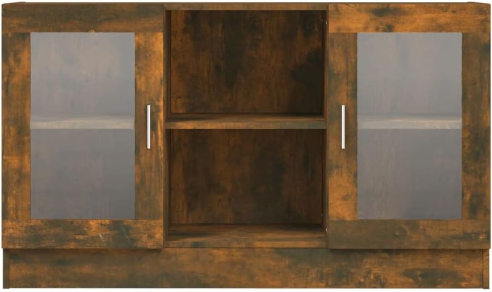 INLIFE Vitrinenschrank Räuchereiche 120x30,5x70 cm Holzwerkstoff,Braun,28.4KG,815627