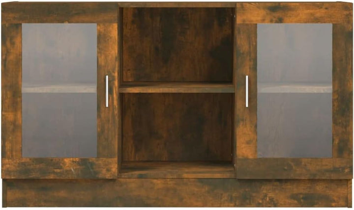 INLIFE Vitrinenschrank Räuchereiche 120x30,5x70 cm Holzwerkstoff,Braun,28.4KG,815627