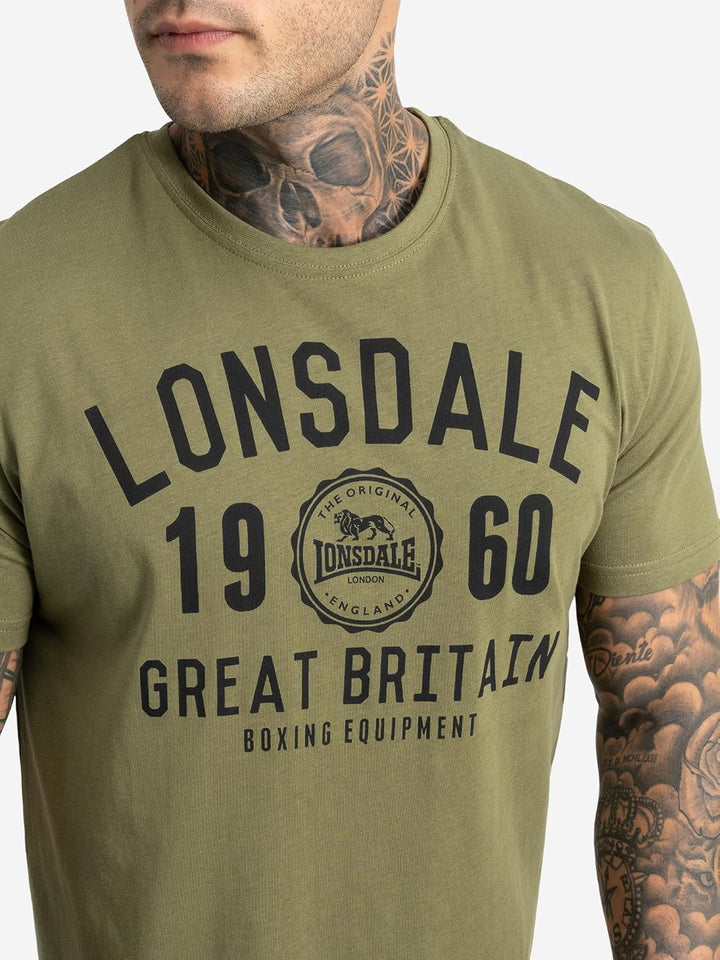 Lonsdale Herren T-Shirt Doppelpack Bangor Doppelpack S Black/Olive, S Black/Olive