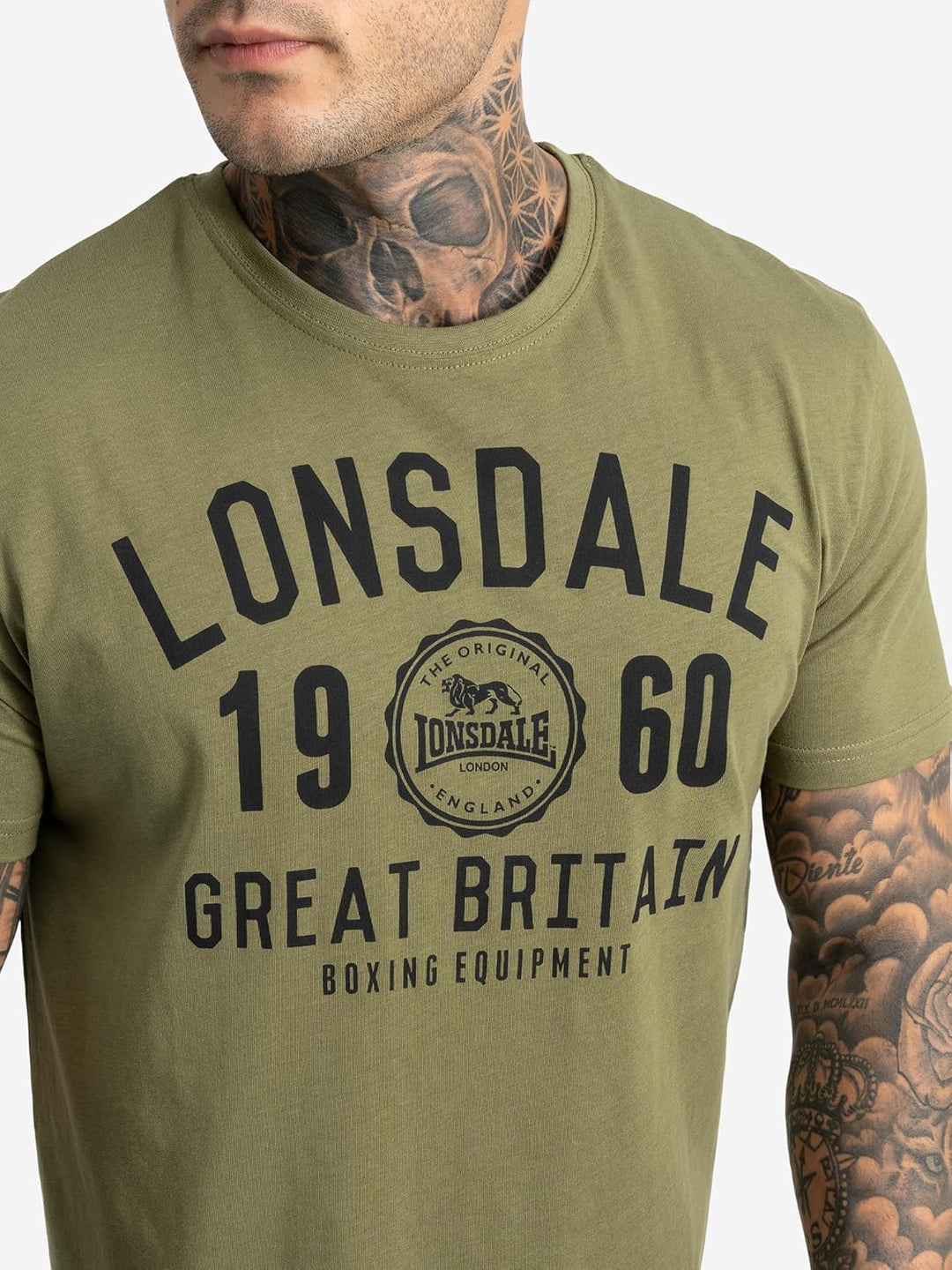 Lonsdale Herren T-Shirt Doppelpack Bangor Doppelpack S Black/Olive, S Black/Olive