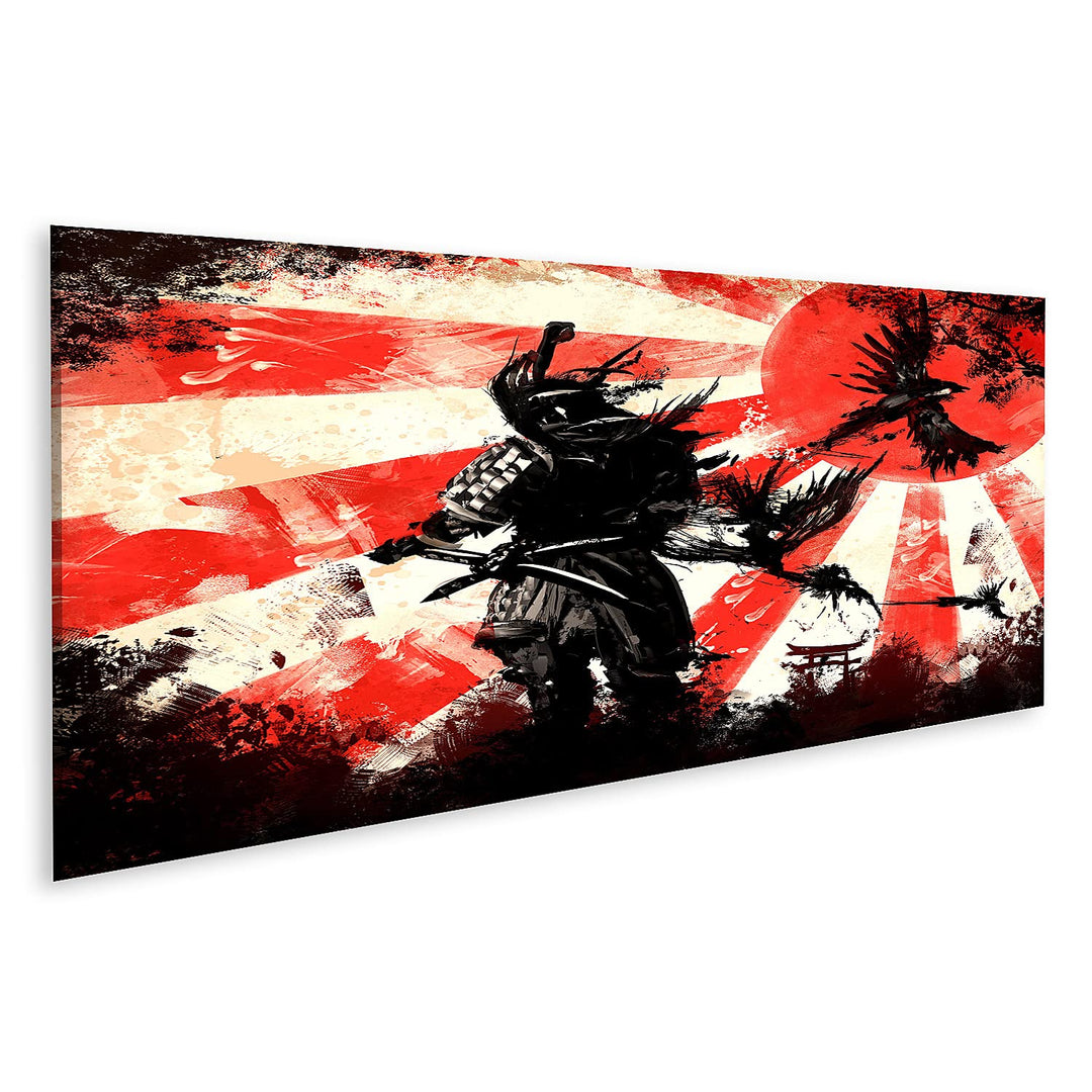 islandburner Bild auf Leinwand Samurai Kämpfer Krieger Vor Dem Hintergrund Eines Hellen Sonnenunte B