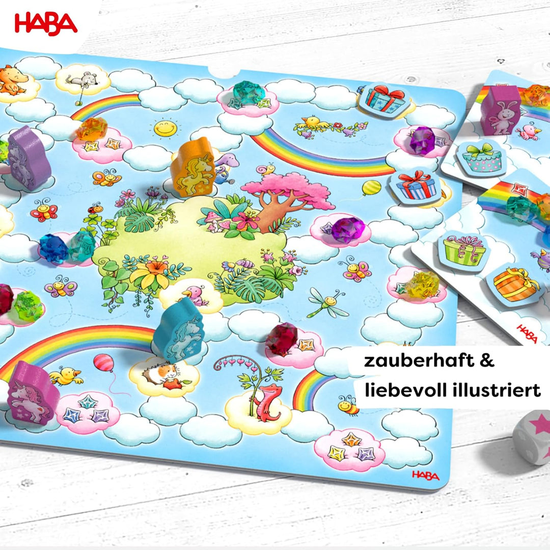 HABA Einhorn Glitzerglück Spielesammlung – 9 in 1 Spiele Set: Würfel-, Brett- & Kartenspiele für Kin
