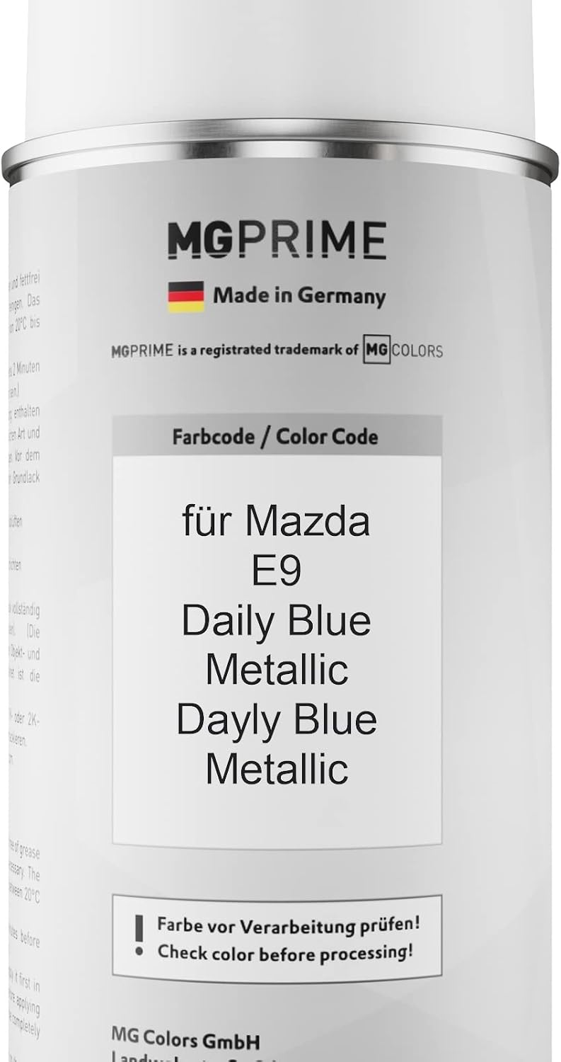 MG PRIME Autolack Sprühdosen Set für Mazda E9 Daily Blue Metallic/Dayly Blue Metallic Basislack Klar