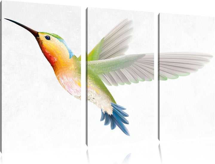 Pixxprint Anmutiger Kolibri als Leinwandbild/Grösse: 3 Teilig (120x80) cm/Wandbild/Kunstdruck/fertig